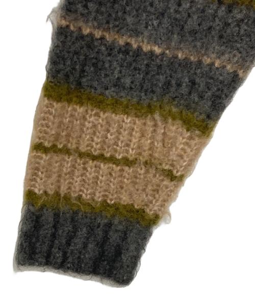 PERVERZE（パーバーズ）PERVERZE (パーバーズ) モヘア混ボタンレスボーダーカーディガン ブラウン×グレー サイズ:Freeの古着・服飾アイテム