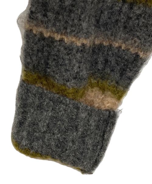 PERVERZE（パーバーズ）PERVERZE (パーバーズ) モヘア混ボタンレスボーダーカーディガン ブラウン×グレー サイズ:Freeの古着・服飾アイテム