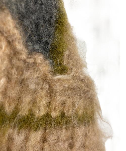 PERVERZE（パーバーズ）PERVERZE (パーバーズ) モヘア混ボタンレスボーダーカーディガン ブラウン×グレー サイズ:Freeの古着・服飾アイテム