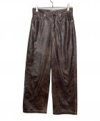 GHOSPELLゴスペル）の古着「Knight Faux Leather trousers」｜ブラウン