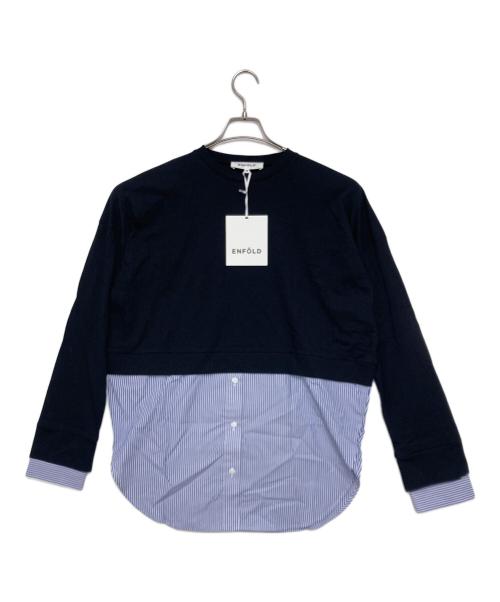 ENFOLD（エンフォルド）ENFOLD (エンフォルド) シャツレイヤードロングスリーブカットソー ブラック×ブルー サイズ:38の古着・服飾アイテム
