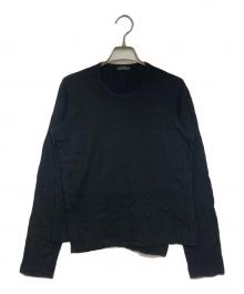 tricot COMME des GARCONS（トリココムデギャルソン）の古着「花柄縮絨 ラップデザインウールニット/Floral Felted Wool Wrap Knit」｜ブラック