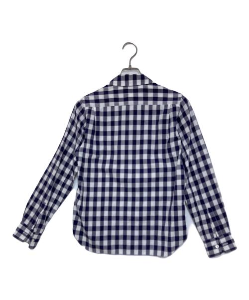 COMME des GARCONS SHIRT（コムデギャルソンシャツ）COMME des GARCONS SHIRT (コムデギャルソンシャツ) フリルデザイン ギンガム切替チェックシャツ ブルー サイズ:Sの古着・服飾アイテム