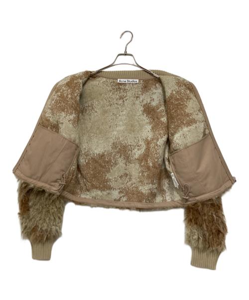 Acne studios（アクネ ストゥディオス）Acne studios (アクネ ストゥディオス) リブ切替ボアジャケット ブラウン×ベージュ サイズ:Ｓの古着・服飾アイテム