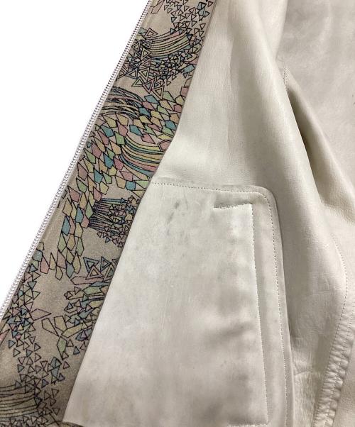 COMME des GARCONS HOMME PLUS（コムデギャルソンオムプリュス）COMME des GARCONS HOMME PLUS (コムデギャルソンオムプリュス) ホースレザーペインテッドジャケット ベージュ サイズ:Ｍの古着・服飾アイテム