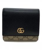 GUCCIグッチ）の古着「GGコンパクトウォレット」｜ブラック×ベージュ