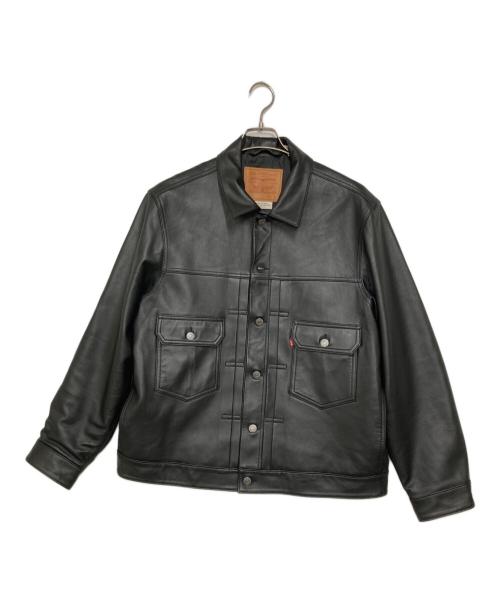 LEVI'S PReMIUM（リーバイス プレミアム）LEVI'S PReMIUM (リーバイス プレミアム) BLACK TYPEⅡ TRUCKER LEATHER JACKET ブラック サイズ:Lの古着・服飾アイテム