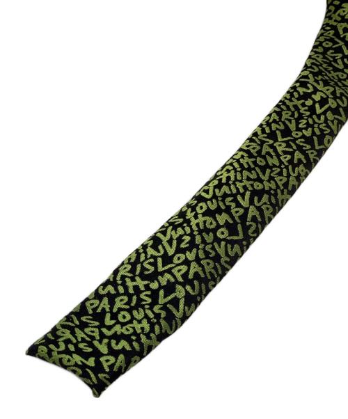 LOUIS VUITTON（ルイ ヴィトン）LOUIS VUITTON (ルイ ヴィトン) STEPHEN SPROUSE (スティーブン・スプルース) シルクナロータイ ブラック×イエロー サイズ:表記無しの古着・服飾アイテム