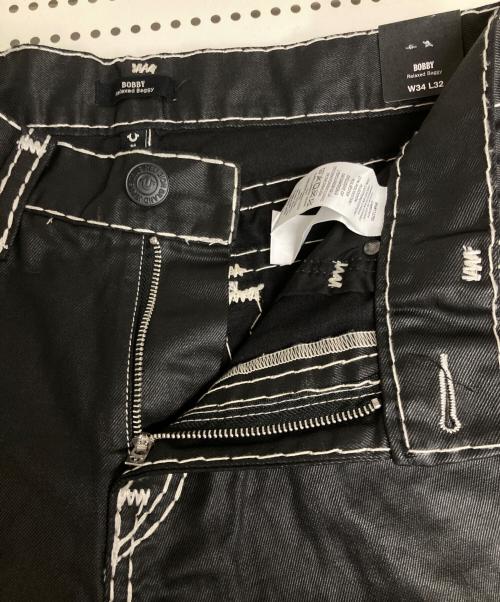 TRUE RELIGION（トゥルー レリジョン）TRUE RELIGION (トゥルー レリジョン) BOBBY SUPER T COATED BAGGY JEAN 32 ブラック サイズ:34の古着・服飾アイテム