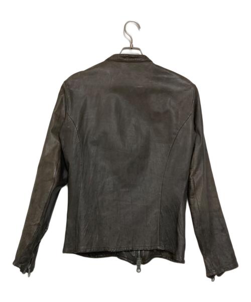ISAMU KATAYAMA BACKLASH（イサムカタヤマ・バックラッシュ）ISAMU KATAYAMA BACKLASH (イサムカタヤマ・バックラッシュ) 製品染め キップレザー シングルライダースジャケット ブラウン サイズ:2の古着・服飾アイテム