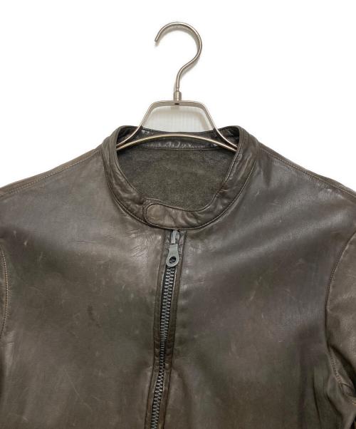 ISAMU KATAYAMA BACKLASH（イサムカタヤマ・バックラッシュ）ISAMU KATAYAMA BACKLASH (イサムカタヤマ・バックラッシュ) 製品染め キップレザー シングルライダースジャケット ブラウン サイズ:2の古着・服飾アイテム