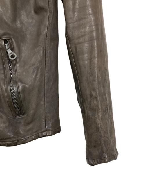 ISAMU KATAYAMA BACKLASH（イサムカタヤマ・バックラッシュ）ISAMU KATAYAMA BACKLASH (イサムカタヤマ・バックラッシュ) 製品染め キップレザー シングルライダースジャケット ブラウン サイズ:2の古着・服飾アイテム