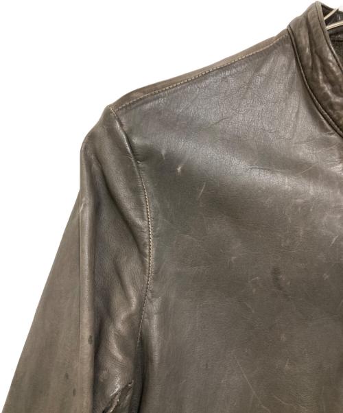 ISAMU KATAYAMA BACKLASH（イサムカタヤマ・バックラッシュ）ISAMU KATAYAMA BACKLASH (イサムカタヤマ・バックラッシュ) 製品染め キップレザー シングルライダースジャケット ブラウン サイズ:2の古着・服飾アイテム