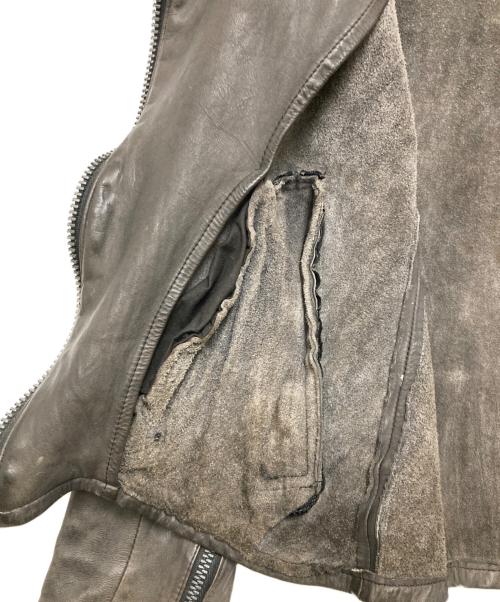 ISAMU KATAYAMA BACKLASH（イサムカタヤマ・バックラッシュ）ISAMU KATAYAMA BACKLASH (イサムカタヤマ・バックラッシュ) 製品染め キップレザー シングルライダースジャケット ブラウン サイズ:2の古着・服飾アイテム