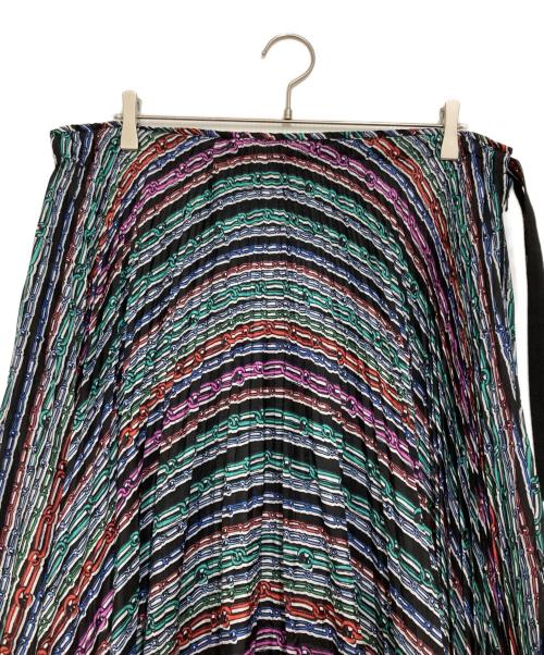 TOMORROWLAND .B（トゥモローランド ビー）TOMORROWLAND .B (トゥモローランド ビー) シルクツイル チェーンプリント プリーツスカート マルチカラー サイズ:36の古着・服飾アイテム