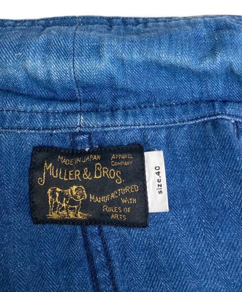 Muller & Bros（ミューラーアンドブロス）Muller & Bros (ミューラーアンドブロス) インディゴリネンカバーオール インディゴ サイズ:40の古着・服飾アイテム
