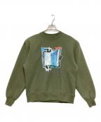BEAMS Tビームス ティー）の古着「Yohei Yasumitsu / Crewneck Sweatshirt2」｜グリーン
