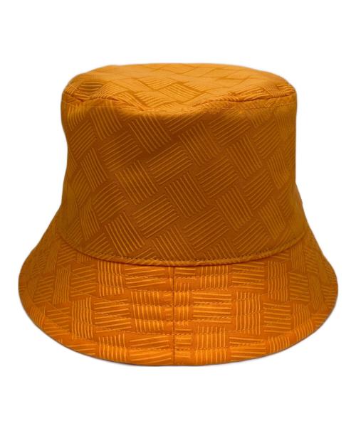 BOTTEGA VENETA（ボッテガベネタ）BOTTEGA VENETA (ボッテガベネタ) イントレチャートジャガードナイロンバケットハット オレンジの古着・服飾アイテム