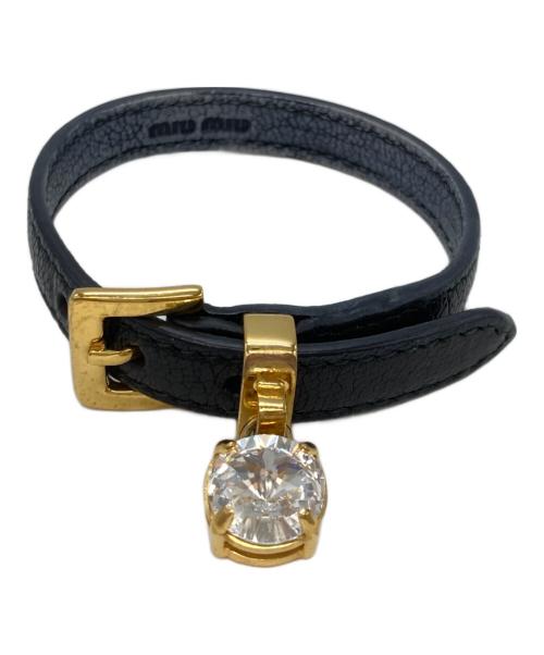 MIU MIU（ミュウミュウ）MIU MIU (ミュウミュウ) レザーブレスレット ブラック サイズ:不明の古着・服飾アイテム