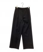 ATONエイトン）の古着「ウールギャバジンタックワイドパンツ」｜ブラック