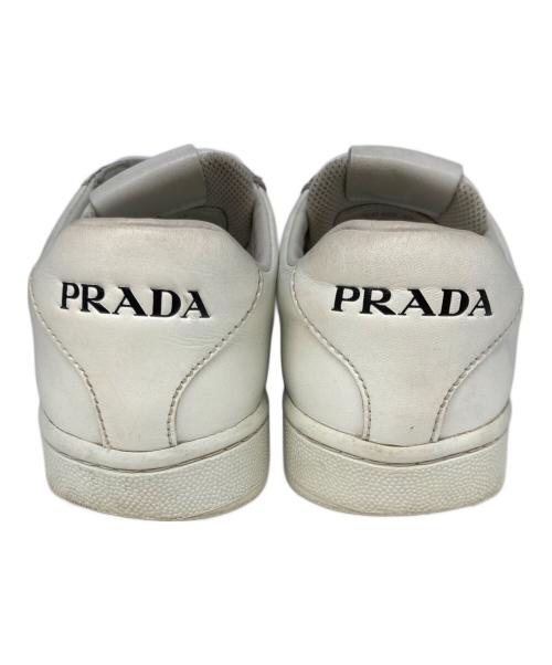 PRADA（プラダ）PRADA (プラダ) レザーローカットスニーカー ホワイト サイズ:23.5の古着・服飾アイテム