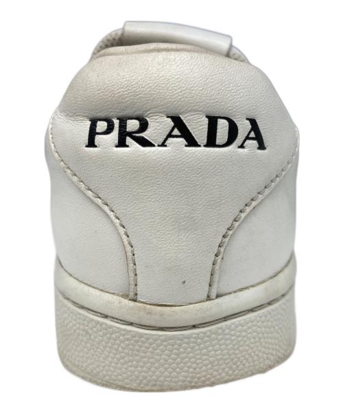 PRADA（プラダ）PRADA (プラダ) レザーローカットスニーカー ホワイト サイズ:23.5の古着・服飾アイテム