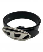 DIESELディーゼル）の古着「ロゴバックルレザーベルト」｜ブラック