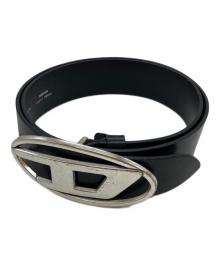 DIESEL（ディーゼル）の古着「ロゴバックルレザーベルト」｜ブラック