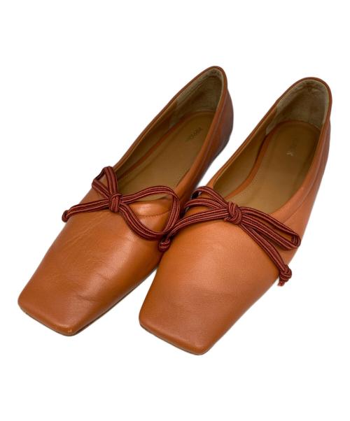 Pippichic（ピッピシック）Pippichic (ピッピシック) スクエアバレエシューズ ブラウン サイズ:37 1/2の古着・服飾アイテム