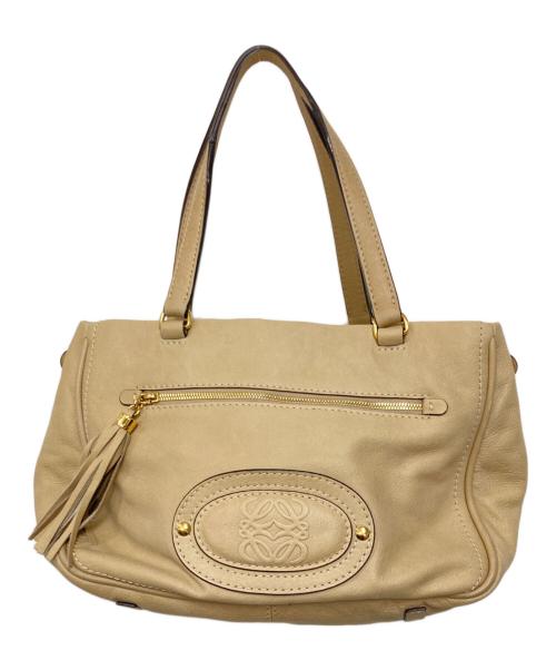 LOEWE（ロエベ）LOEWE (ロエベ) アナグラムタッセルトートバッグ ベージュの古着・服飾アイテム