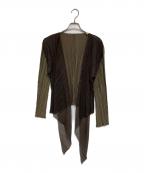 PLEATS PLEASEプリーツプリーズ）の古着「変形ドレーププリーツカーディガン」｜グリーン×ブラウン