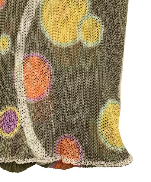 PLEATS PLEASE（プリーツプリーズ）PLEATS PLEASE (プリーツプリーズ) メッシュレイヤードグラフィックワンピース グリーン×マルチカラー サイズ:不明の古着・服飾アイテム