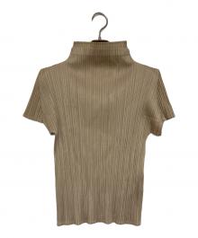 PLEATS PLEASE（プリーツプリーズ）の古着「S/S ハイネックプリーツカットソー」｜ベージュ