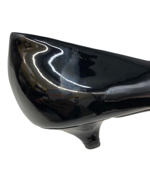 Salvatore Ferragamo（サルヴァトーレ フェラガモ）Salvatore Ferragamo (サルヴァトーレ フェラガモ) エナメルオープントゥーパンプス ブラック サイズ:7の古着・服飾アイテム