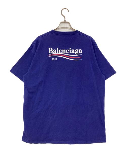 BALENCIAGA（バレンシアガ）BALENCIAGA (バレンシアガ) キャンペーンロゴTシャツ ブルー サイズ:Ｓの古着・服飾アイテム