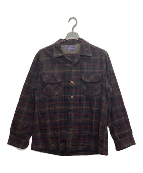 PENDLETON（ペンドルトン）PENDLETON (ペンドルトン) ヴィンテージウール ボードシャツ ブラウン×レッド サイズ:Mの古着・服飾アイテム