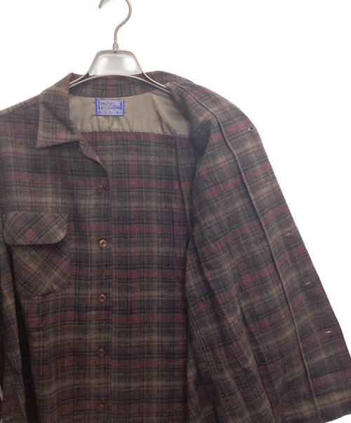 PENDLETON（ペンドルトン）PENDLETON (ペンドルトン) ヴィンテージウール ボードシャツ ブラウン×レッド サイズ:Mの古着・服飾アイテム