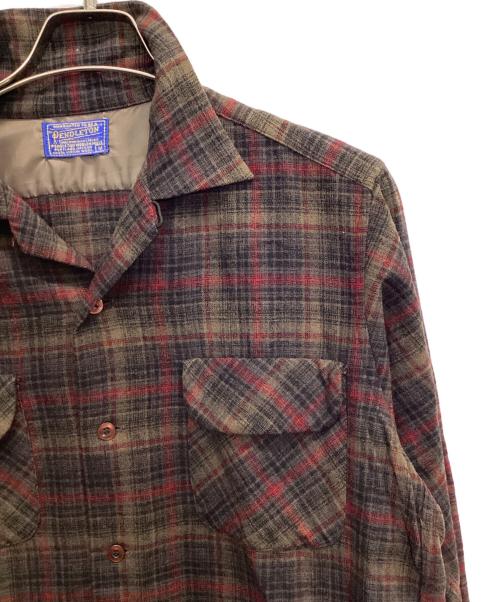 PENDLETON（ペンドルトン）PENDLETON (ペンドルトン) ヴィンテージウール ボードシャツ ブラウン×レッド サイズ:Mの古着・服飾アイテム