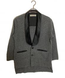 UNDERCOVER（アンダーカバー）の古着「ヘチマカラーサテン切替フォーマルニットJKT」｜グレー×ブラック