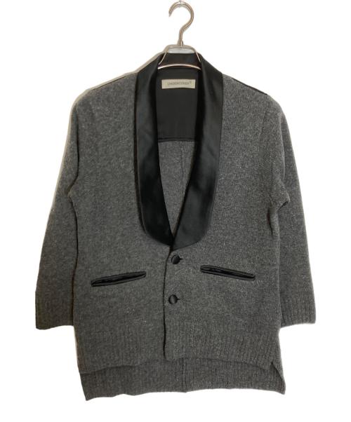 UNDERCOVER（アンダーカバー）UNDERCOVER (アンダーカバー) ヘチマカラーサテン切替フォーマルニットJKT グレー×ブラック サイズ:1の古着・服飾アイテム
