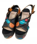UNDERCOVERアンダーカバー）の古着「厚底ストラップサンダル」｜ブラック×マルチカラー
