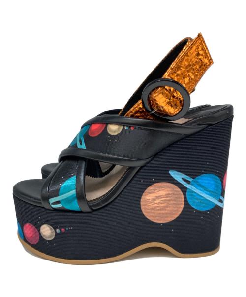 UNDERCOVER（アンダーカバー）UNDERCOVER (アンダーカバー) 厚底ストラップサンダル ブラック×マルチカラー サイズ:XXSの古着・服飾アイテム