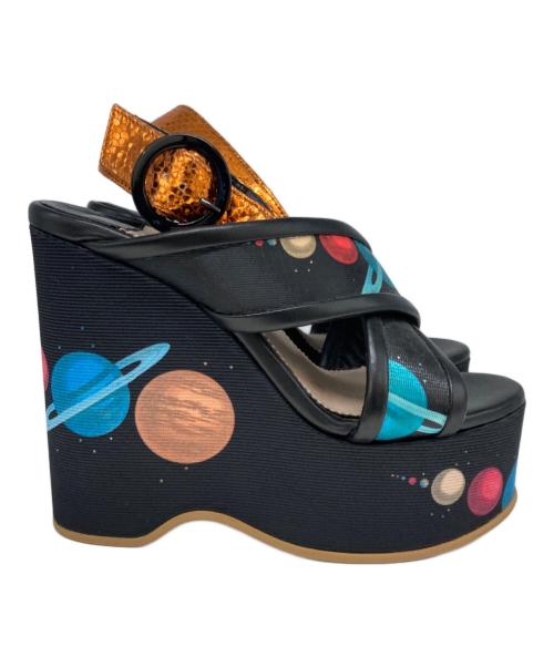 UNDERCOVER（アンダーカバー）UNDERCOVER (アンダーカバー) 厚底ストラップサンダル ブラック×マルチカラー サイズ:XXSの古着・服飾アイテム