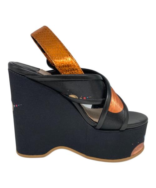 UNDERCOVER（アンダーカバー）UNDERCOVER (アンダーカバー) 厚底ストラップサンダル ブラック×マルチカラー サイズ:XXSの古着・服飾アイテム