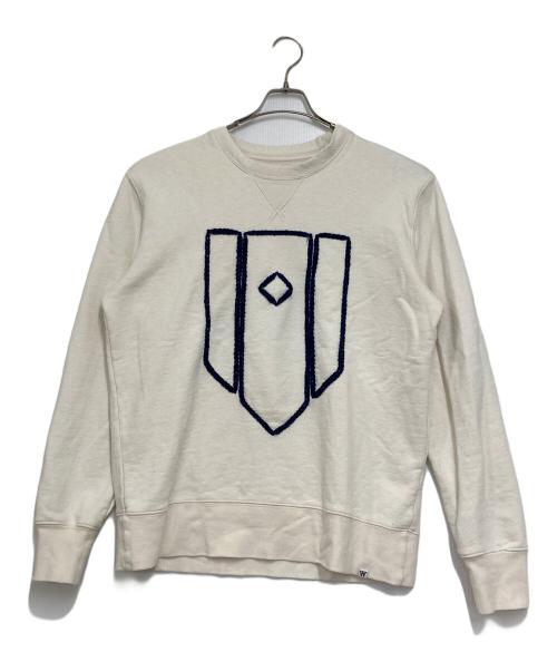 WOOD WOOD（ウッド ウッド）WOOD WOOD (ウッド ウッド) エンブロイダリークルーネックスウェット ホワイト サイズ:Ｌの古着・服飾アイテム