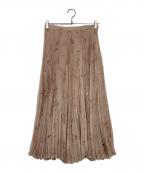 CELINEセリーヌ）の古着「花柄プリーツシルクスカート」｜ピンク