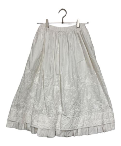 COMME des GARCONS COMME des GARCONS（コムデギャルソン コムデギャルソン）COMME des GARCONS COMME des GARCONS (コムデギャルソン コムデギャルソン) 刺繍デザインスカート ホワイト サイズ:Ｓの古着・服飾アイテム