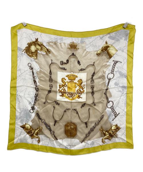 HERMES（エルメス）HERMES (エルメス) シルクスカーフ イエロー×ベージュ サイズ:-の古着・服飾アイテム