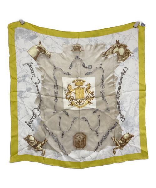 HERMES（エルメス）HERMES (エルメス) シルクスカーフ イエロー×ベージュ サイズ:-の古着・服飾アイテム