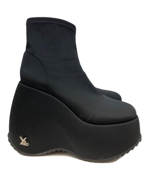 YELLO（イエロ）YELLO (イエロ) TOKYO BLACK PLATFORM SHORT BOOTS ブラック サイズ:₋の古着・服飾アイテム
